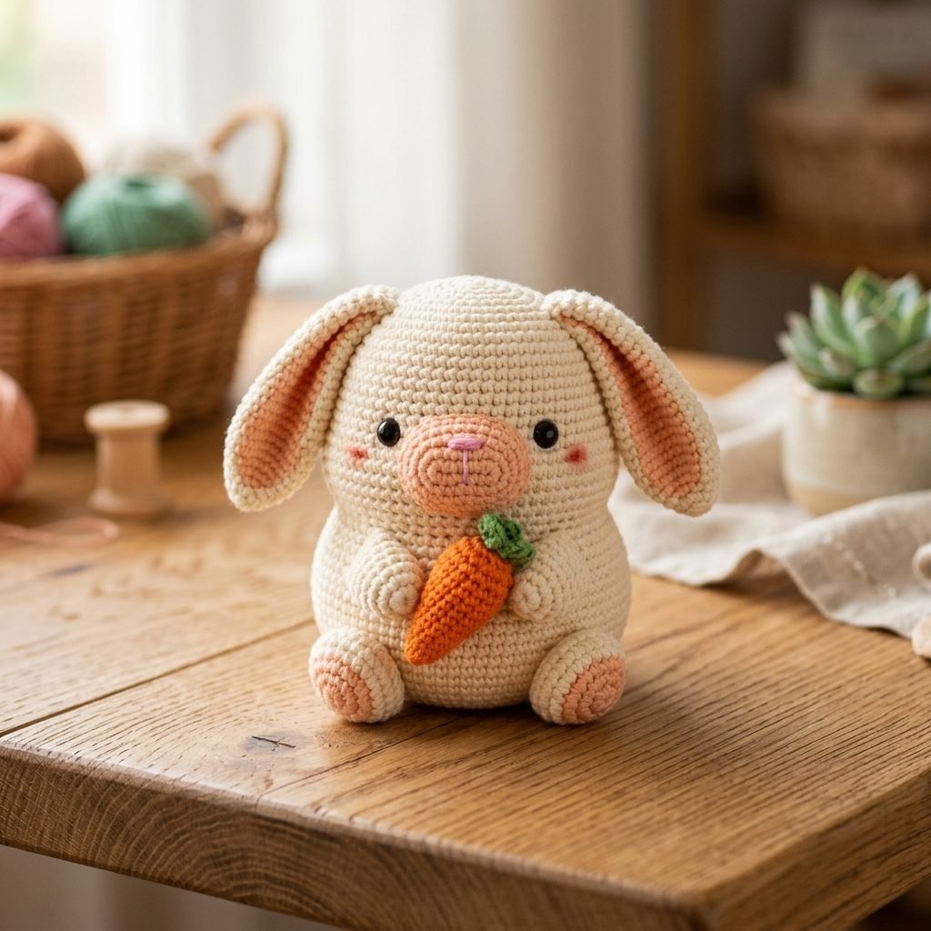Chubby Bunny Plush with Mini Carrot
