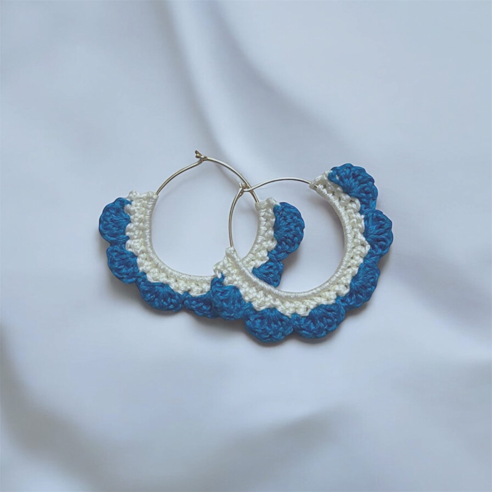 Cobalt Scallop Hoop Earrings