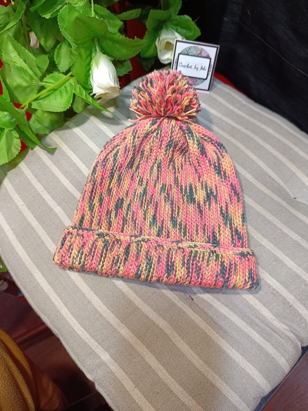 Coral Marl Pom-Pom Beanie