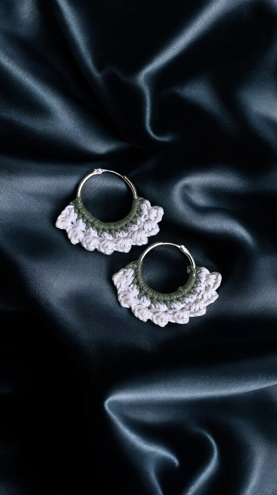 Sage Lace Fan Hoop Earrings
