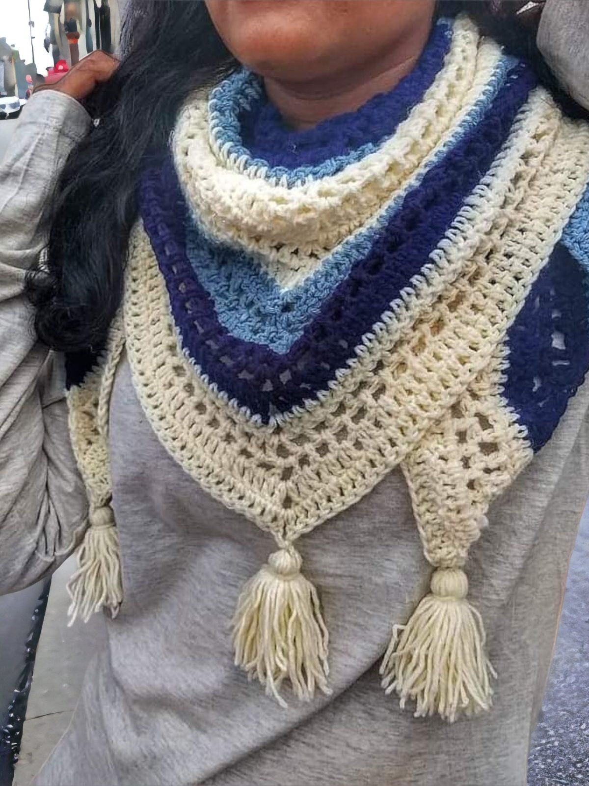 Wintry Sky Triangle Tassel Scarf