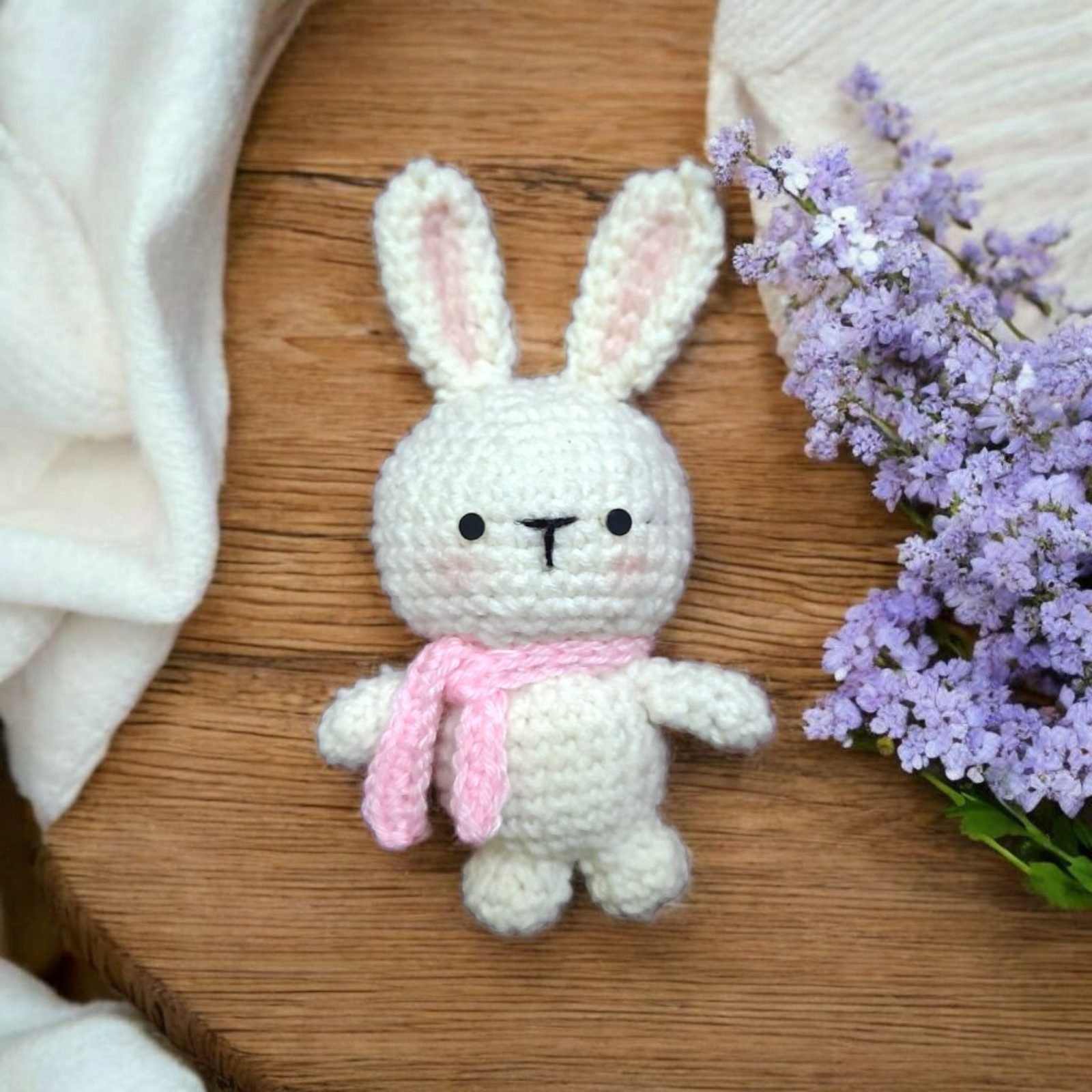 Snowdrop Bunny with Pink Scarf