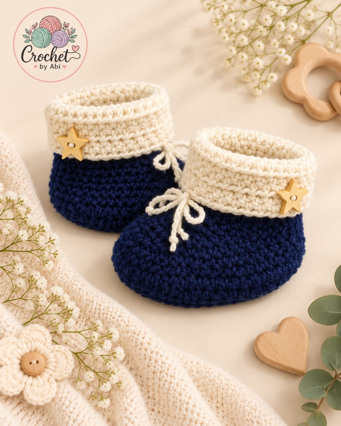 Little Sailor Star Booties (Navy)